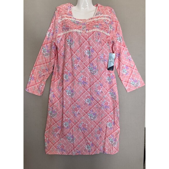 Silverts Gown Medium Pink Floral Women's Open Back Adaptive Hospital Snaps - Picture 1 of 10